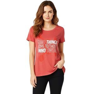 Next Level Apparel Womens Blouse Size Medium Top Logo Graphic Tee Red Trucker